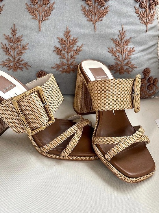 Dolce Vita Shoes - Dolce Vita Karlos Sandal Woven Block Heel Brown & Tan